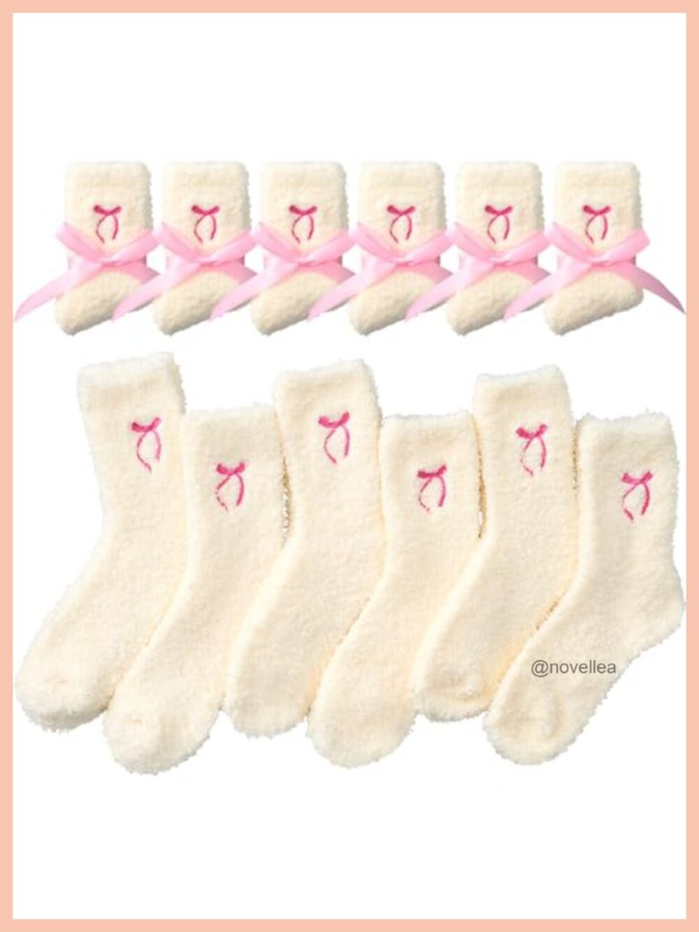 12 Pairs Bow Fuzzy Slipper Socks Coral Fleece Women Size 5-10 Cozy Warm